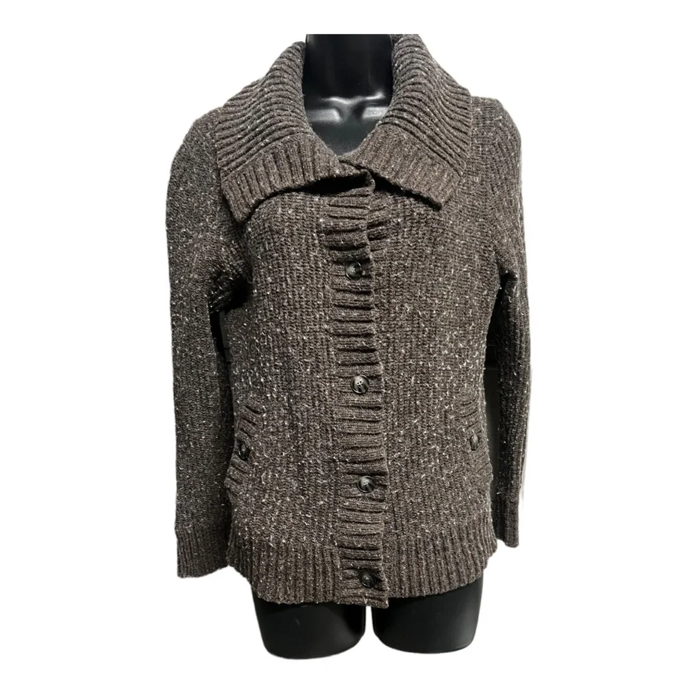 Pendleton Brown Marled Shawl Collar Button Cardigan